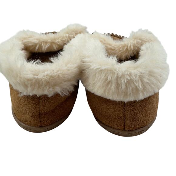 J. Crew Suede Leather Faux Fur Sherpa Lined Slip On Cozy Slippers Women's Size 7 - Picture 4 of 10